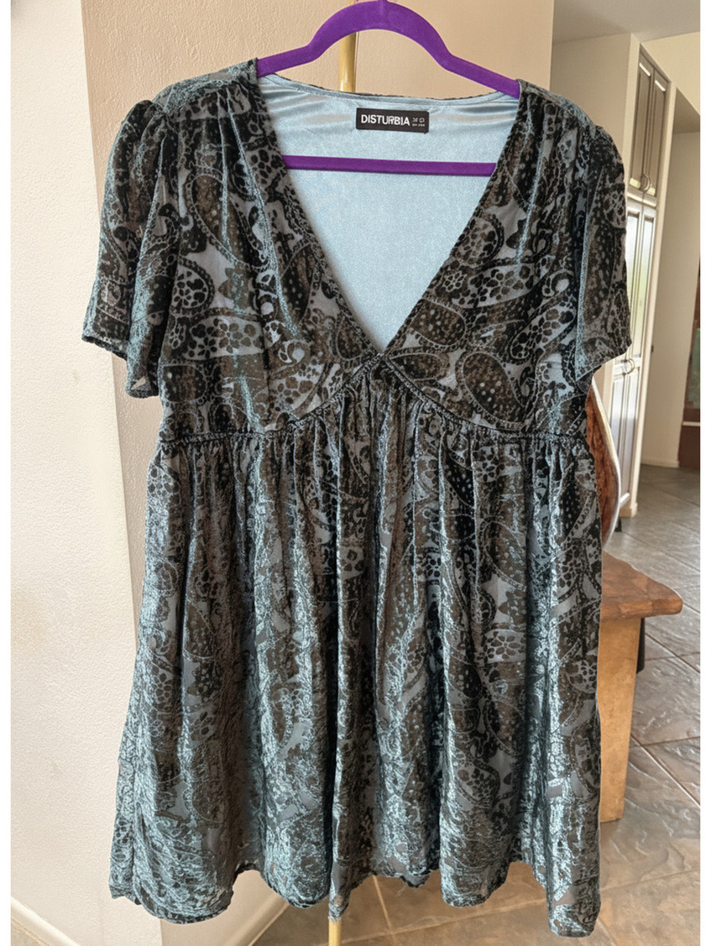 Disturbia Velvet burnout babydoll dress Size US8/UK12